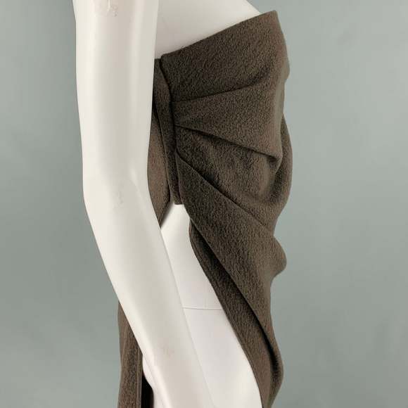 RICK OWENS FW23 Grey Taupe Wool Strapless Long Gown - Picture 3 of 7